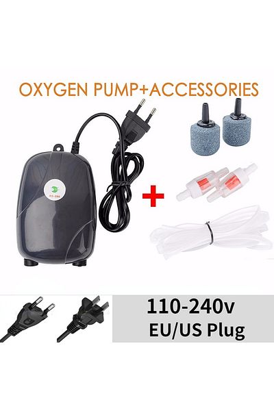 Choice EU Plug 3W Aquarium Air Pump Fish Tank Mini Compressor Single Double Outlet with Check Valve Tube Aq