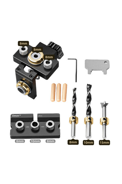 Choice Set A 3 In 1 Woodworking Doweling Jig Kit with Positioning Clip with 8/15mm Drill Bit for Drilling G