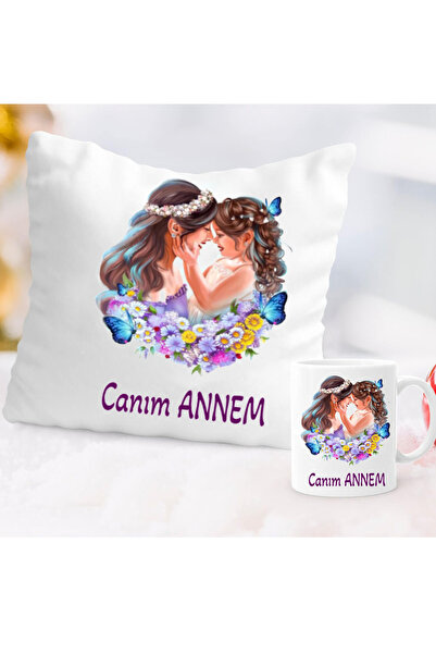 HEN GSM anneler günü canim annem yazili yastik kupa set