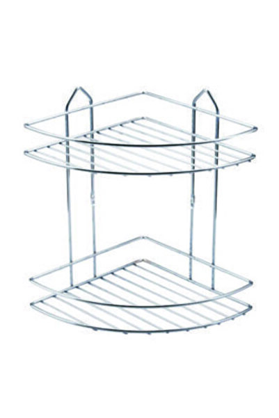 Olgun Home Paslanmaz Krom 2li Banyo Köşeliği Şampuanlık Köşelik Banyo Rafı