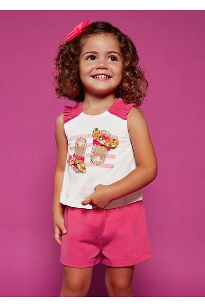 MAYORAL Baby Girl Combed Cotton Shorts Set