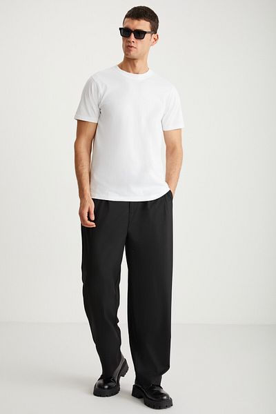 GRIMELANGE Mıchel Men's - 100% Organic Cotton White Slim Fit T-Shirt