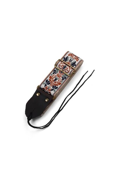 Choice حزام جيتار من Miwayer مطرز باللون البني الخاكي مع زهور عتيقة ناعمة قاب...