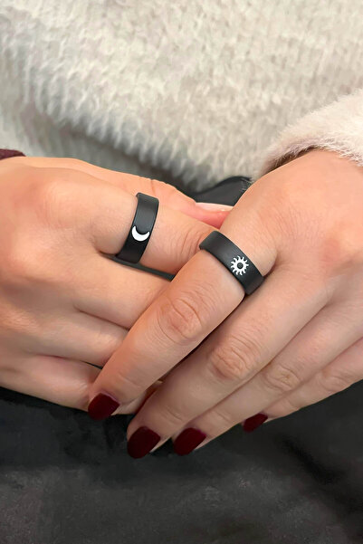 TREND COLLECTİON Güneş ve Ay Siyah Model Ayarlanabilir Çift Sevgili ve Arkada...