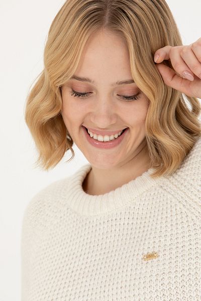 U.S. Polo Assn. Γυναικείο πουλόβερ Cream Crew Neck 50272045-VR071