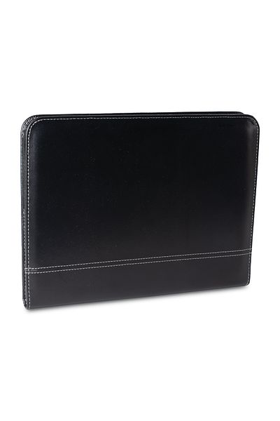 SEDEF SİLVER Black Leather Secretary with A4 Calculator and Zipper - Paper Holder