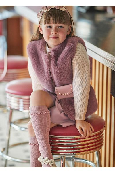 MAYORAL Girl's Plush Vest with Belt