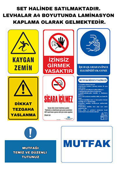 BS BASKI MUTFAK UYARI LEVHALARI SET