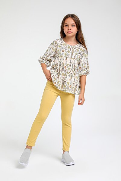 Escabel 5-14 років Дівчача блузка з принтом із віскози, зелена