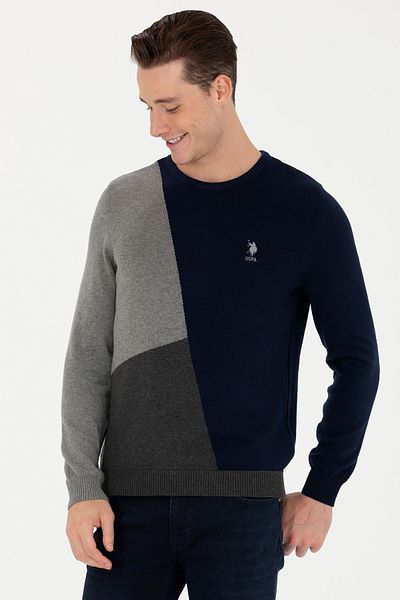 U.S. Polo Assn. Ανδρικό πουλόβερ σε γκρι μελανζέ 50272108 -VR086