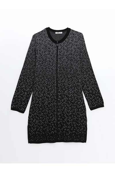 LC Waikiki Cardigan tricotat pentru femei LCW Grace Jacquard Decolteu cu imprimeu