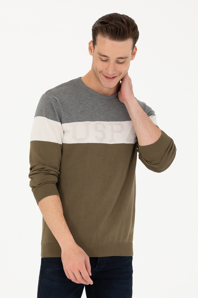 U.S. Polo Assn. Pulover kaki pentru bărbați 50272119 -VR027