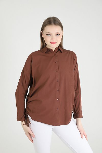 Dabenti women style Дамска кафява риза Oversize - 6122