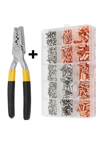 Choice 970pcs Copper Connecting Pipe Wire Joint Small Copper Tube Terminal Cable Lug Bootlace Ferrule Ki...