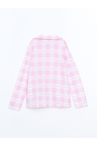 LC Waikiki White Shirt Collar Printed Girls' Pajama Top