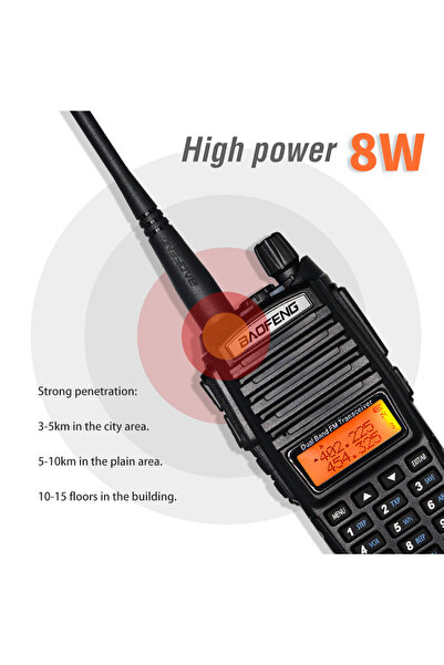 BAOFENG Yüksek Güç 8W Baofeng UV-82 Telsiz UV82 Çift Bant VHF/UHF FM Alıcı-Ve...