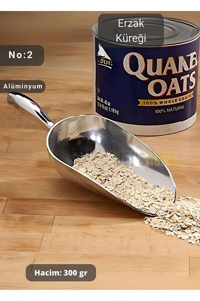 Jet's Home Erzak Aluminum Pulses Shovel - Flour Nuts Shovel, Volume 300 Gr, No:2 21 cm