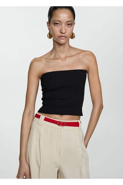 MANGO Woman Koton Strapless Blouse