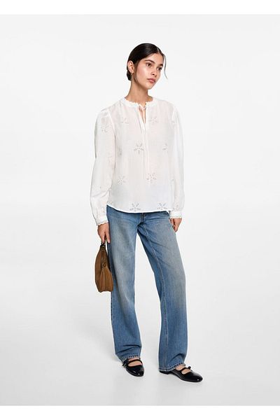 Mango Teen Blouse with floral embroidery