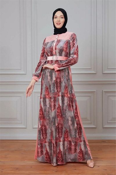 PHELDA Leila Python Patterned Velvet Dress 699-powder