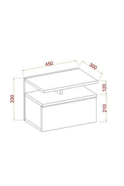 AYMOBSAN Vırea Komodin, Duvara Monte, 45 Cm, Atlantik Çam