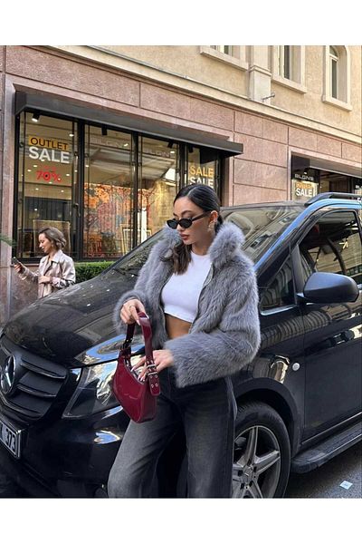 MODA DURAĞI Zippered Faux Fur Premium Jacket