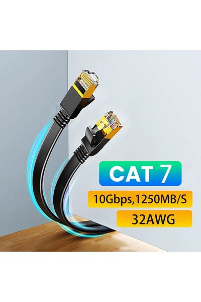 Choice كابل إيثرنت Cat 7 بطول 5 أمتار، كابل شبكة Cat7 عالي السرعة ومسطح Gigabit STP Rj45 LAN بسرعة 10 جيجابت في الثانية و1250 ميجابايت في الثانية