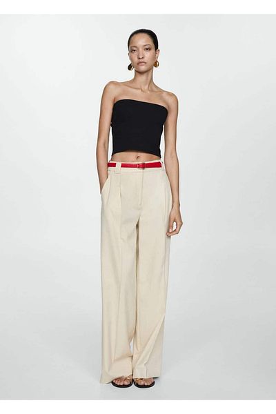 MANGO Woman Koton Strapless Blouse