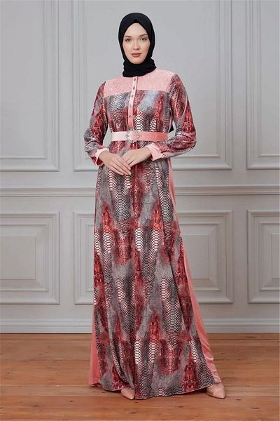 PHELDA Leila Python Patterned Velvet Dress 699-powder