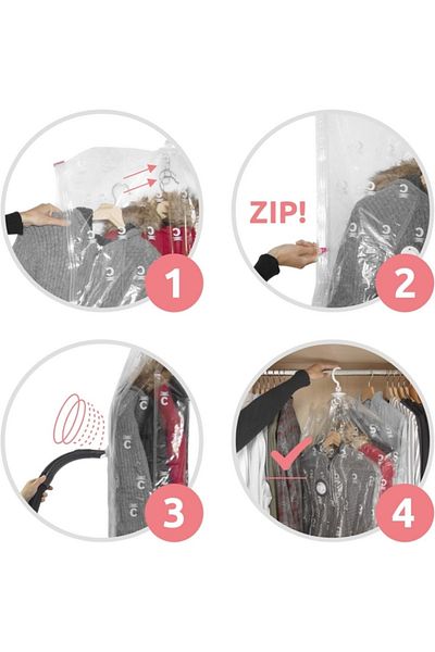 COMPACTOR 2-Piece Durable Airtight Hanging Vacuum Storage Bag Set