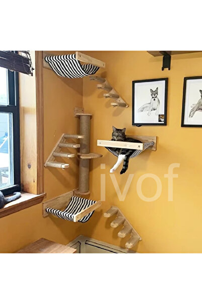 ivof 5 Parça Kedi Parkuru, Kedi Evi, Kedi Yatağı, Kedi Duvar Evi, Kedi Duvar ...