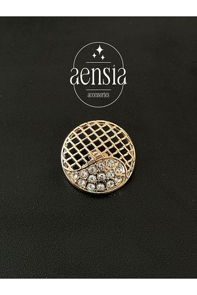 aensia Gold Mesh Rhinestone Model - Special Design Coat Jacket Trench Coat Button 2.29cm