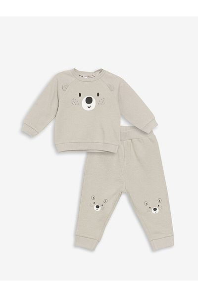 LC Waikiki Crew Neck Long Sleeve Printed Baby Boy Sweatshirt and Sweatpants Set of 2