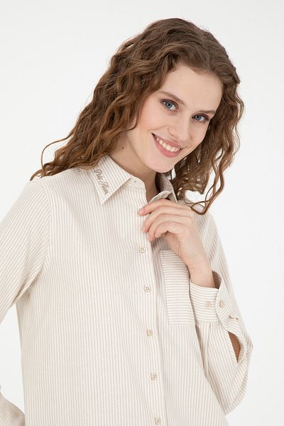 U.S. Polo Assn. Women's Beige Long Sleeve Shirt 50272449-Vr011
