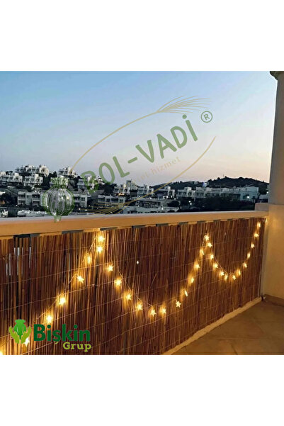 BİŞKİN 60cm x 6m Doğal Bambu Kamış Hasır Çit | Bahçe ve Balkon Dekorasyonu, Misina İpli Gölgelik