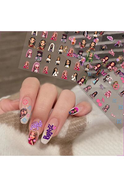 Choice ملصقات أظافر جديدة ثلاثية الأبعاد على شكل فتاة كرتونية B-Bratz، قطعة واحدة، ملصق فني للأظافر على شكل رسوم متحركة...