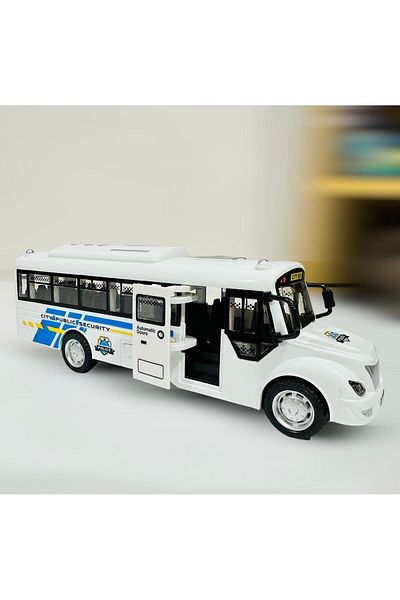 FEN TOYS Bus Toy School Bus with Light Sound White 19 cm