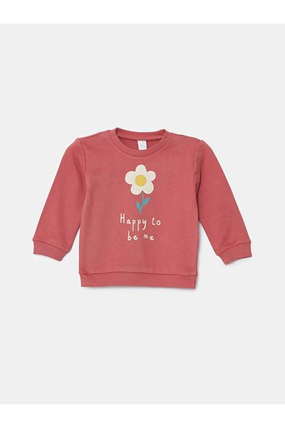 LC Waikiki Crew Neck Long Sleeve Floral Baby Girl Sweatshirt and Sweatpants Set of 2