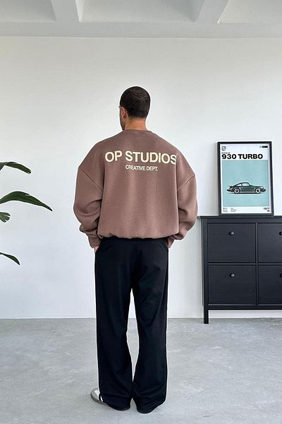 HAFKAGİYİM Светлокафяв суитшърт Studios Creative Oversize