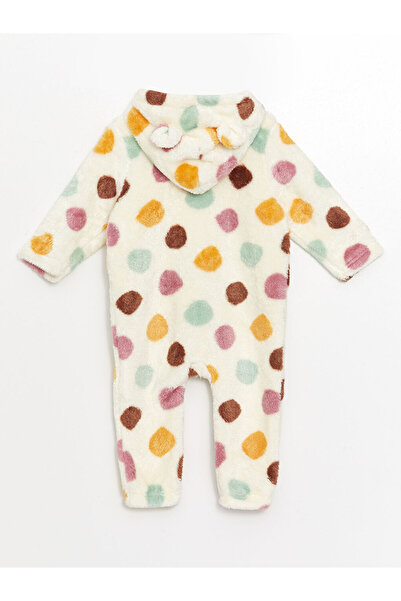 LC Waikiki Ecru Plush Baby Girl Romper (0-12 Months with Socks, 12 Months+ Without Socks)