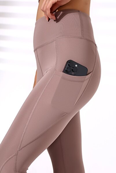 cottonage Γυναικείο αθλητικό κολάν μαύρο ψηλόμεσο και διπλές τσέπες - Lifting