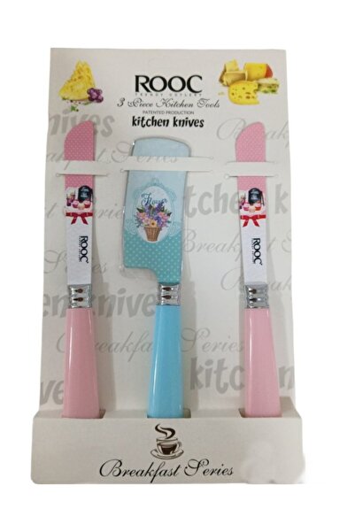Rooc 3'lü Desenli Peynir Bıçağı Seti 15cm Rocc