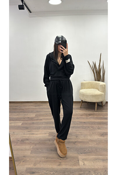 Gonca İzmit Kapüşonlu Crop Üst Eşofman Alt Takım