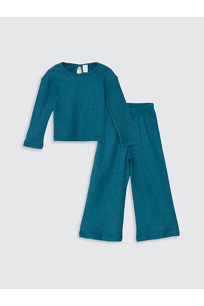 LC Waikiki Lcw Crew Neck Basic Girl's T-Shirt and Pants 2-Piece