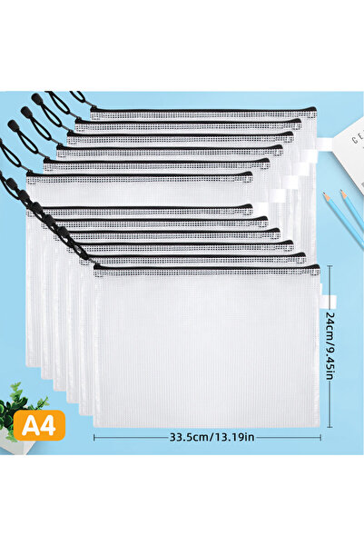 choice2 black zipper A4 12-piece plastic mesh zip file bag, waterproof and te...