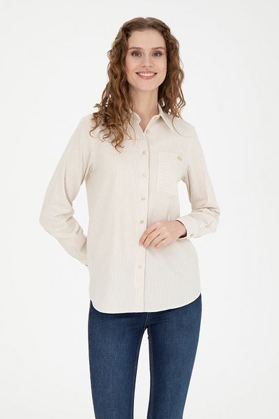 U.S. Polo Assn. Women's Beige Long Sleeve Shirt 50272449-Vr011