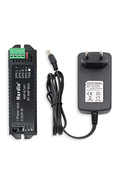 Choice مضخم صوت منزلي ثنائي القنوات من هيرديو، مزود بمقبس أوروبي، وبلوتوث، ومنفذ AUX صغير، مناسب لجدار الحمام