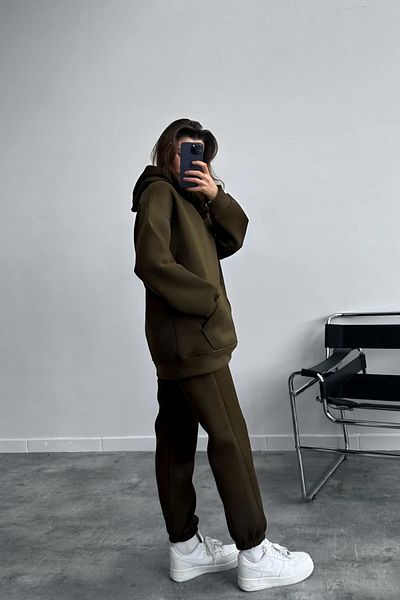ruNadeS Γυναικείο Fleece - Σετ αθλητικής φόρμας με τσέπες καγκουρό, ρούχα για το σπίτι