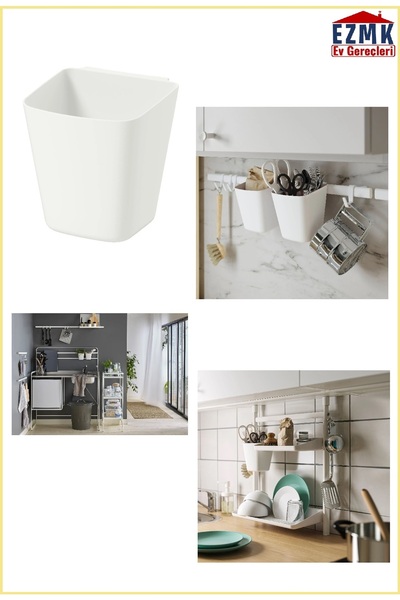 IKEA Sunnersta Sepet Kaşıklık, Askılı Saksı Kutu, Beyaz | 2 Adet