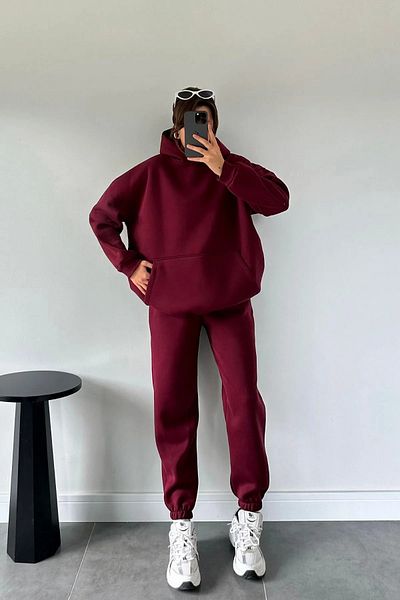 ruNadeS Γυναικείο Fleece - Σετ αθλητικής φόρμας με τσέπες καγκουρό, ρούχα για το σπίτι